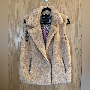 YEST Tan Sherpa Teddy Moto Vest NWT sz 6